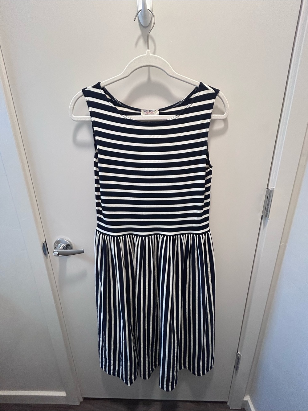 Saint James Navy Breton Stripe Sleeveless Midi Dress